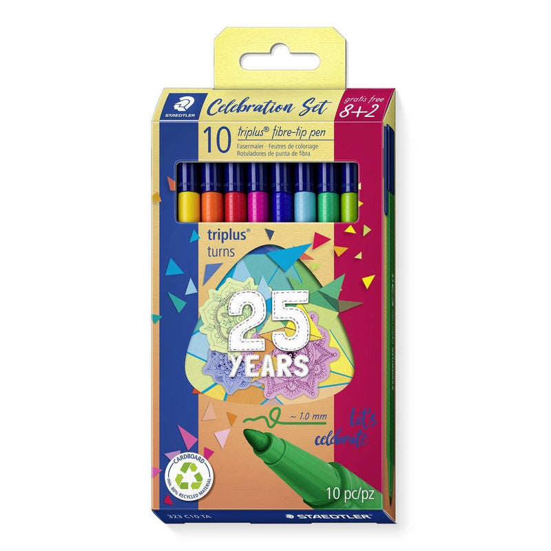 Staedtler Triplus Colour 323 Pack 10 Markers Punta Fina - Trazo 1MM Aprox - Ink Base Water - Colours Surtidos