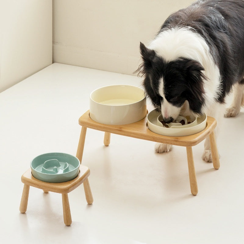 Ceramic Dog Bowl Pet Dog Slow-Feeding Anti-Choking Feeder Tip-Proof Bowl