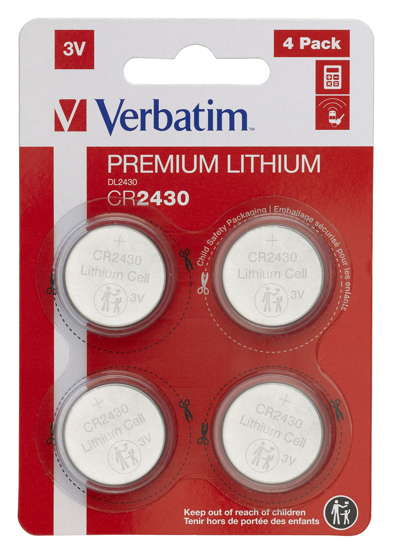 Verbatim Batteries Planas Litio 3V - CR2430 (4 Pack)