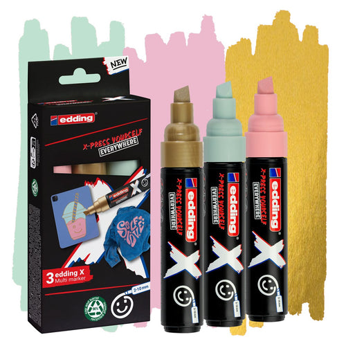Edding X 6900 Pastel Pack 3 Markers Multisuperficie Permanentes Ink Opaca - Punta Biselada With Trazo 2-10MM — image 1