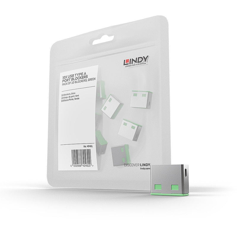 Lindy 40461 Bloqueador Port USB Type a Green 10 Pieces