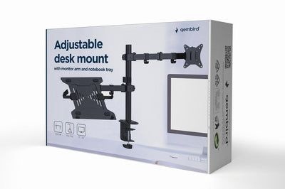 Gembird MA-DA-03 Adjustable Desk Mount With Monitor Arm And Laptop Tray — image 1