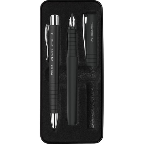 Faber-castell Poly Pack Pen Poly Ball And Pluma Estilografica Poly Pen With Plumin B - Clip Metal - Black — image 1