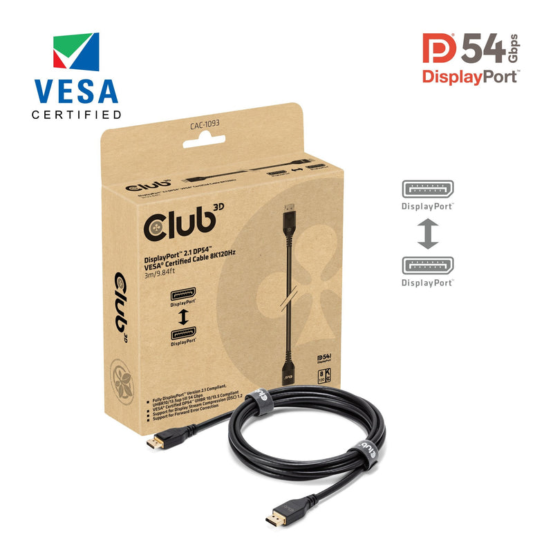 Cable CLUB3D CAC-1093 DisplayPort 3M Black