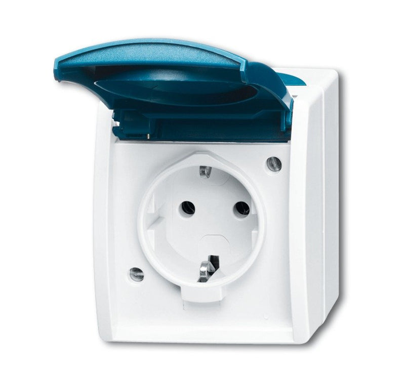 Busch Jaeger Ocean - Socket Power Cover Abatible 1-VÍAS - Ap Grey Blue Verdoso*