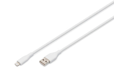 Digitus Cable Connection Lightning Silicone USB-A - Lightning 1M, White — image 1