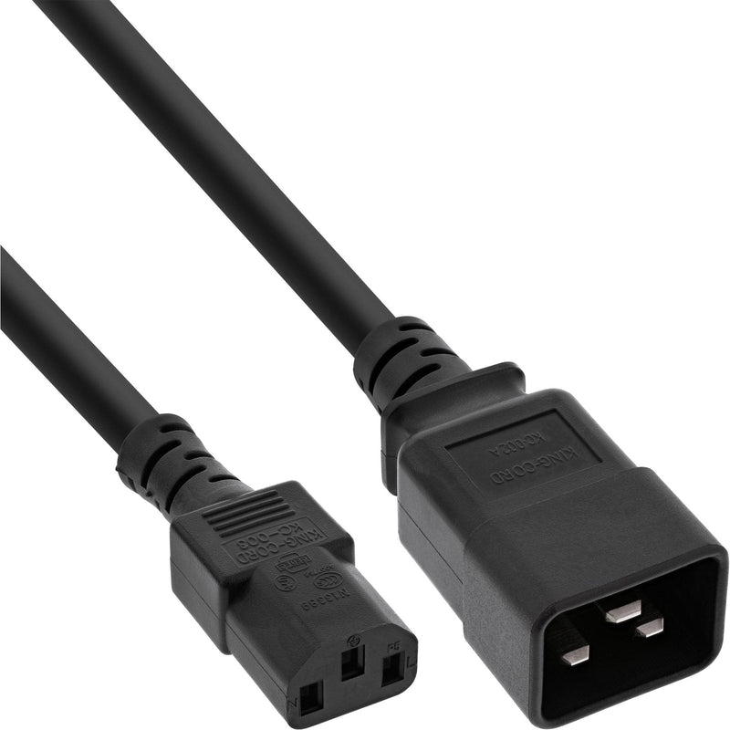 Inline Power Adapter , IEC-60320 C20 a C13, 3X1,5MM², Max. 10A, Black 0,5M