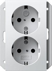 Gira 273103 Schuko-doble Socket Power Up Geräted. 1F. + Safetyplus Rw Glossy — image 1