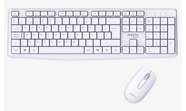 Approx Keyboard And Mouse Wireless APPMX420W 2.4GHZ Multimedia 1000DPI Colour White
