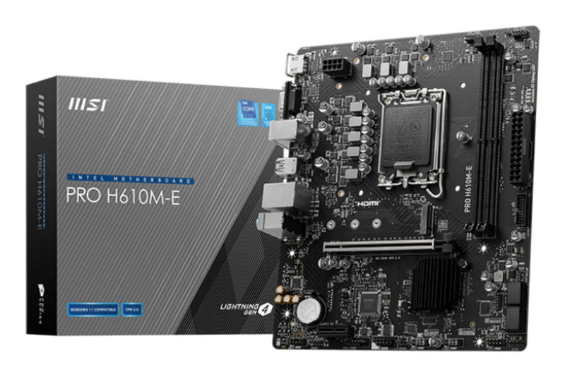 MSI Motherboard Pro H610M- And M-atx Skt 1700 2XDDR5 5600MHZ HDMI VGA LAN 1XM.2