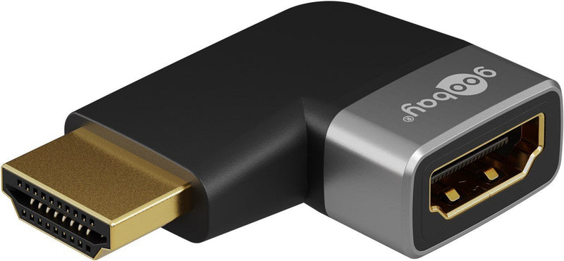 Goobay 72010 Hdmi™ Angled Adapter 90° Horizontal, 8K @ 60 Hz, Gold-plated, Black, Silver