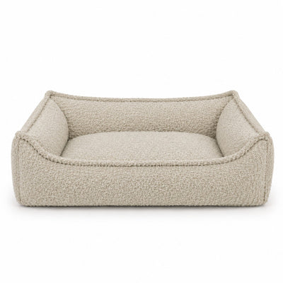 Nino Bouclé Dog Basket Bed with Removable Cover – Ecru, XS