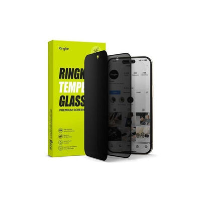 Ringke Iphone 15/ 16 Screen Protector Easy Slide Privacy Tempered Glass 9H With Installation Jig (2PCS) Transp — image 1